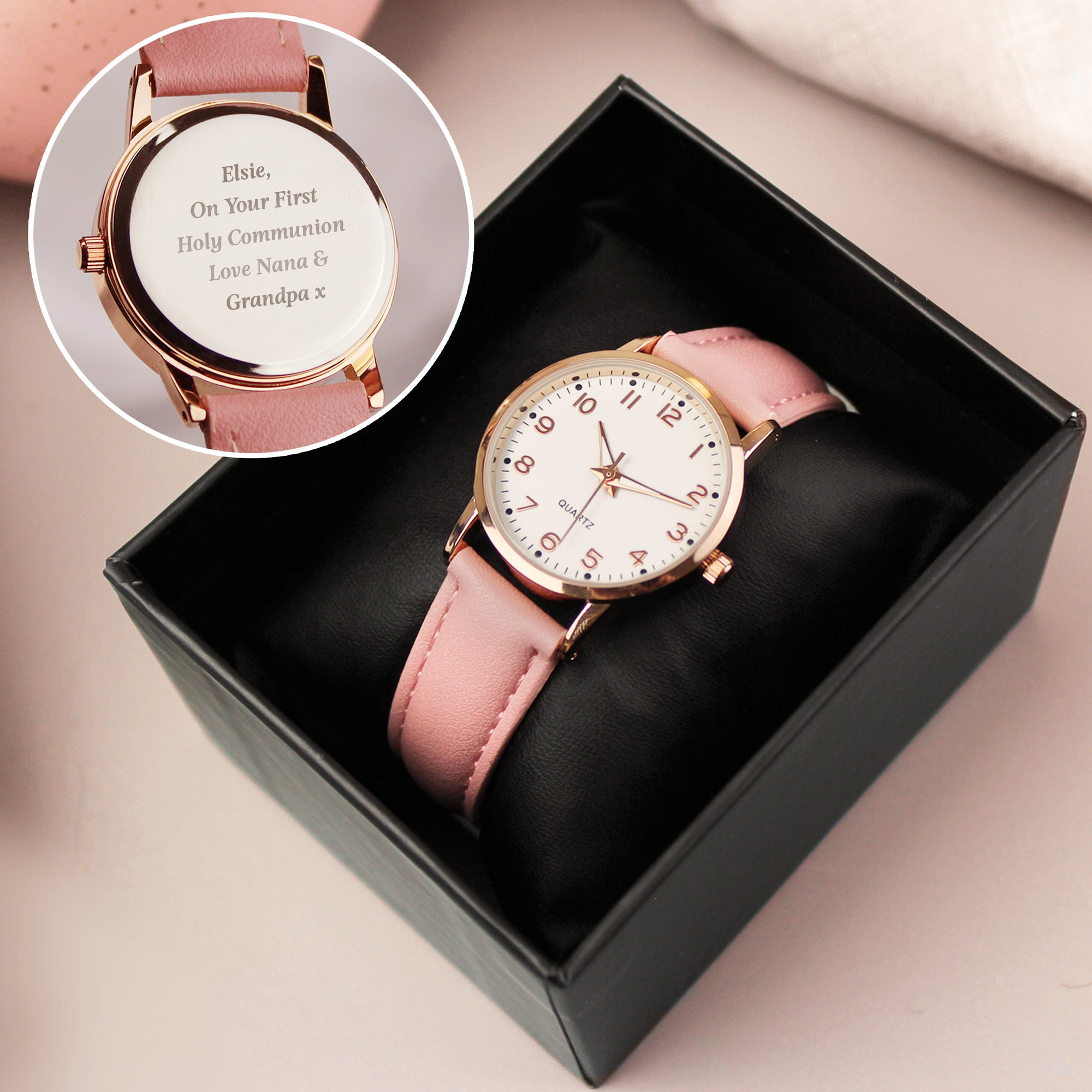 Personalised Girls Pink Watch