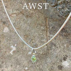 Welsh Language Birthstone Crystal Pendant Silver Necklace