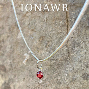 Welsh Language Birthstone Crystal Pendant Silver Necklace