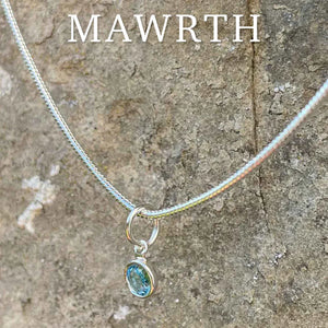 Welsh Language Birthstone Crystal Pendant Silver Necklace