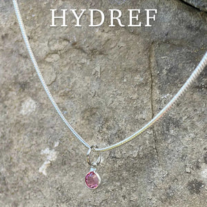 Welsh Language Birthstone Crystal Pendant Silver Necklace